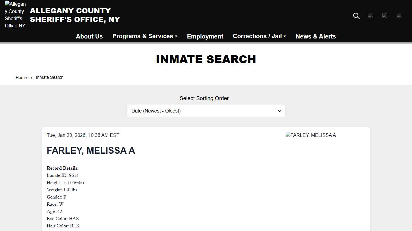Inmate Search | Allegany County Sheriff’s Office NY